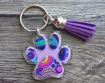 Paw Print Keychain, Fur Mom Key Ring, Fur Baby Keychain, Christmas Gift, Dog Mom Gift, Stocking Stuffer