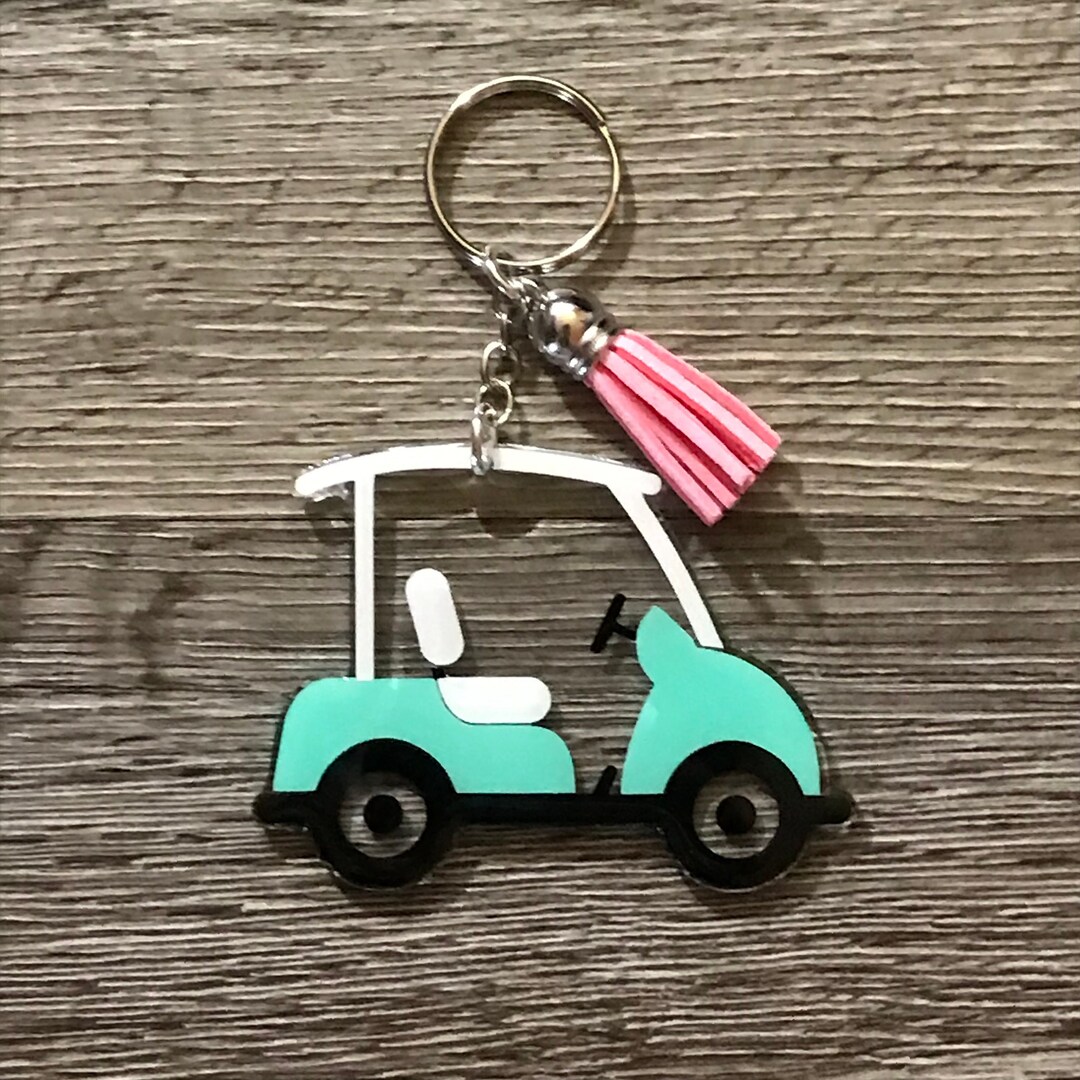 Golf Cart Keychain, Golfers Key Ring, Golfer Gift, Personalized Golf