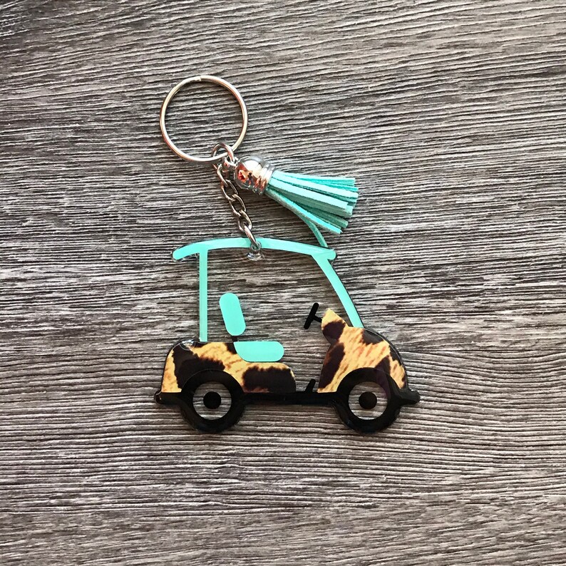 Leopard Golf Cart Keychain Cheetah Golf Cart Keychain | Etsy