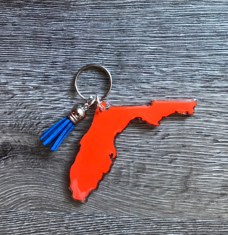 Florida Keychain Home Keychain State of Florida Key Fob Etsy