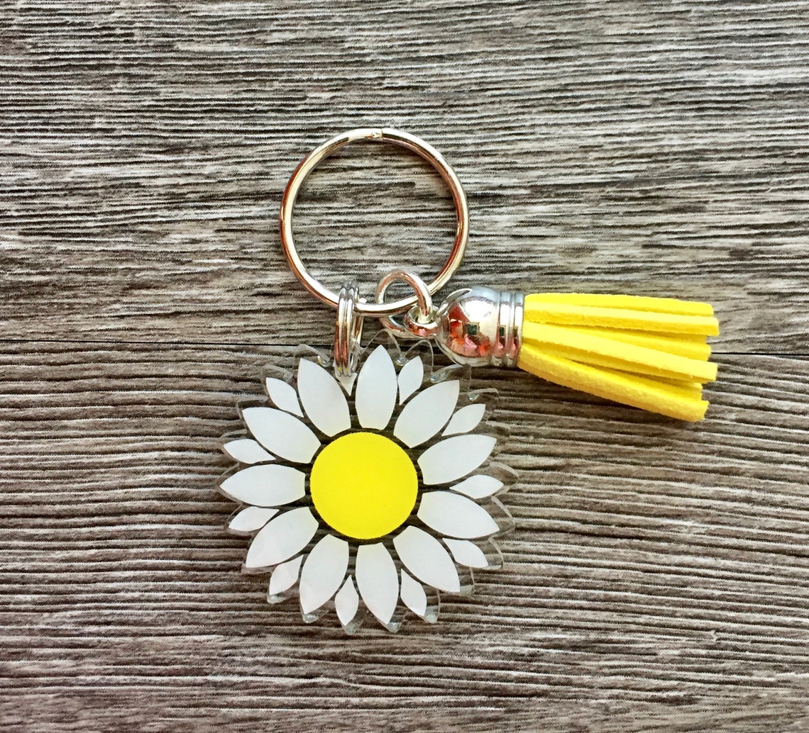 Daisy Keychain Daisy Key Fob Flower Key Ring Zipper Pull Etsy