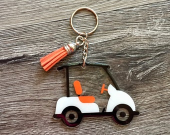 Golf Cart Keychain, Golfer’s Key Ring, Golfer Gift, Personalized Golf Cart Keychain, Fathers Day Gift, Stocking Stuffer, Cart Key Fob