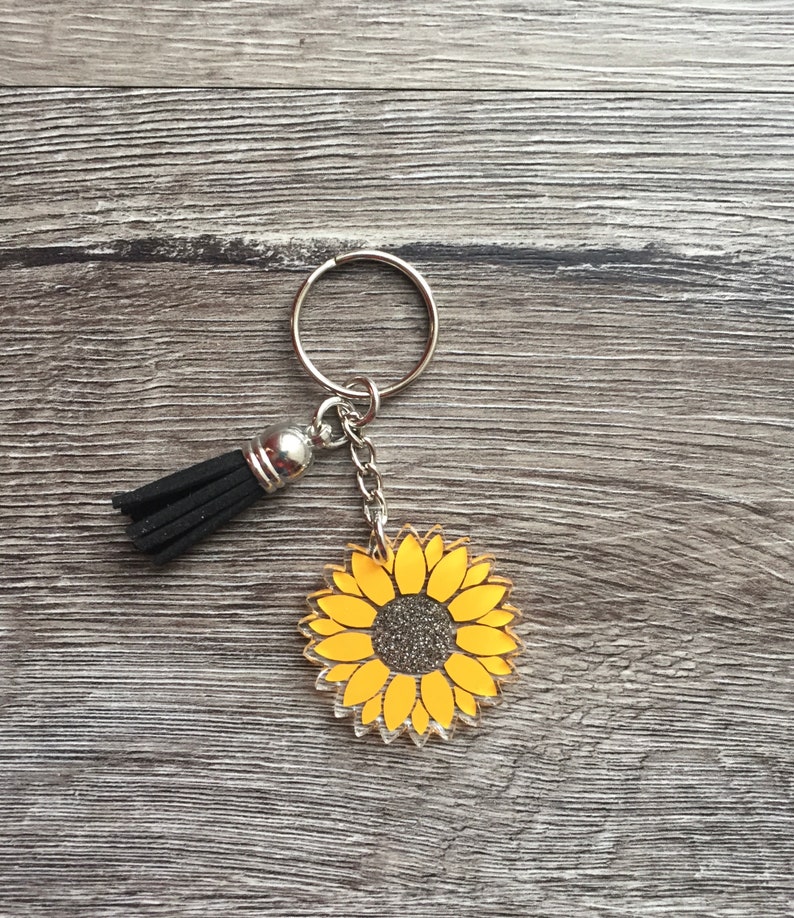 Sunflower Key Ring Sunflower Keychain Valentine Gift Etsy