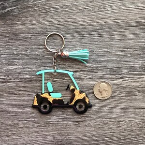 Leopard Golf Cart Keychain Cheetah Golf Cart Keychain - Etsy