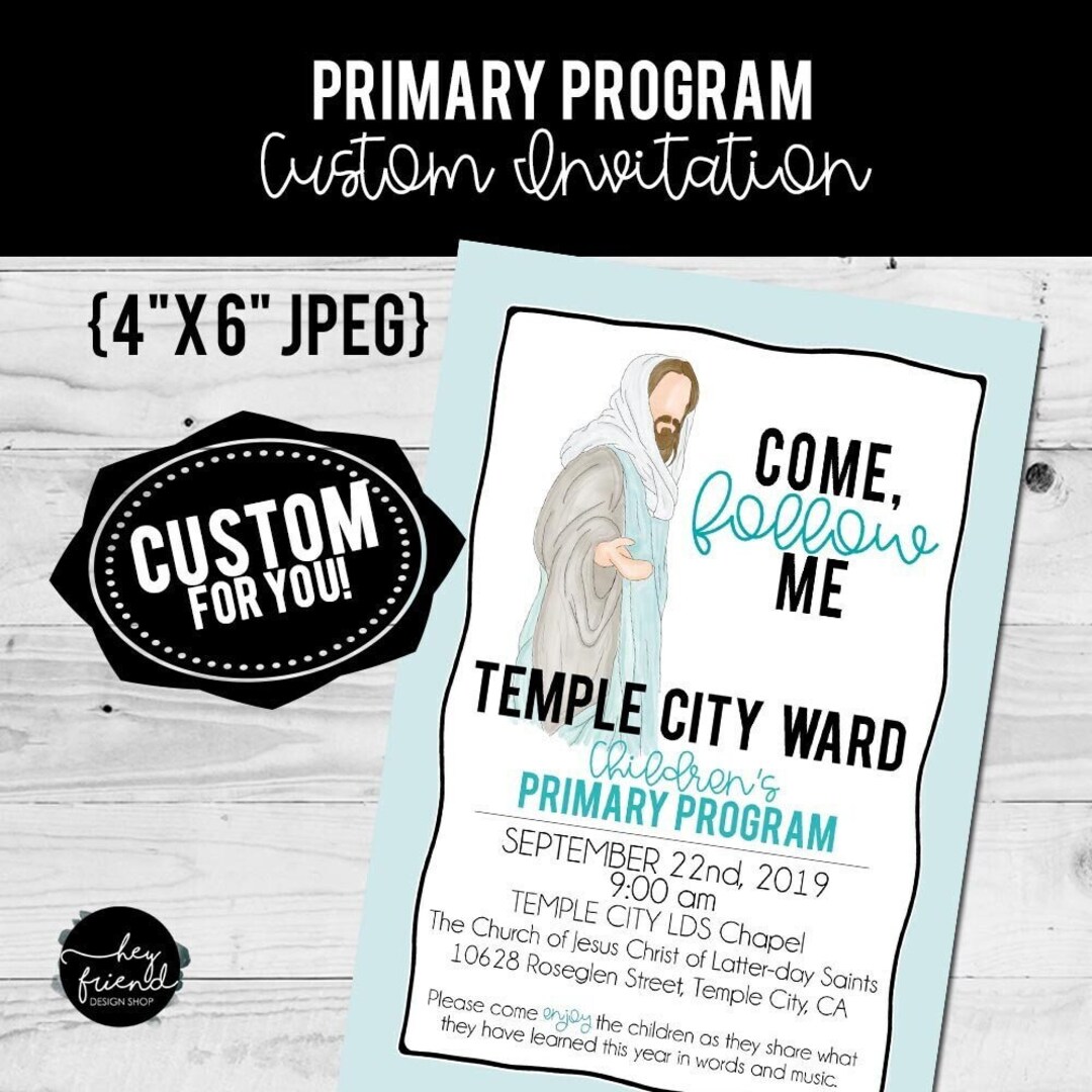 Primary Program INVITATION Color 4x6blue-watercolorcustomized for You ...
