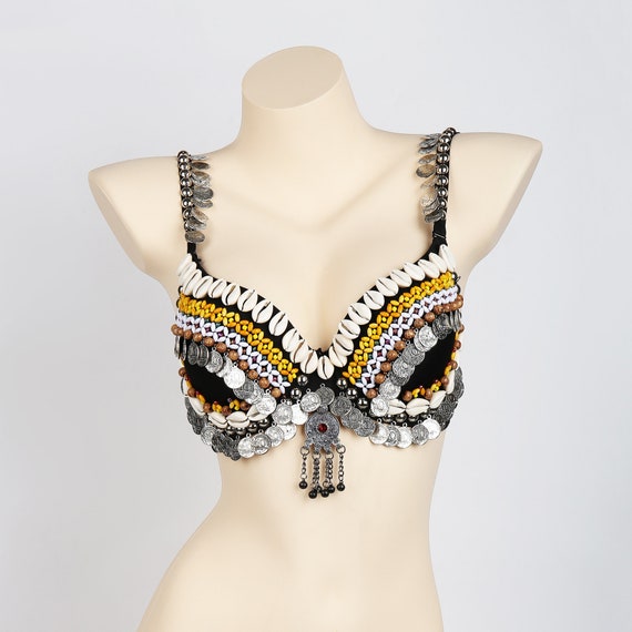 Tribal Belly Dance Bra With Coins, Shells & Afghani Jewelry Accents -   Canada