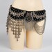 Punk Black Tribal Belly Dance Belt with Arabic Jewelry and Metal Chain Drapes 