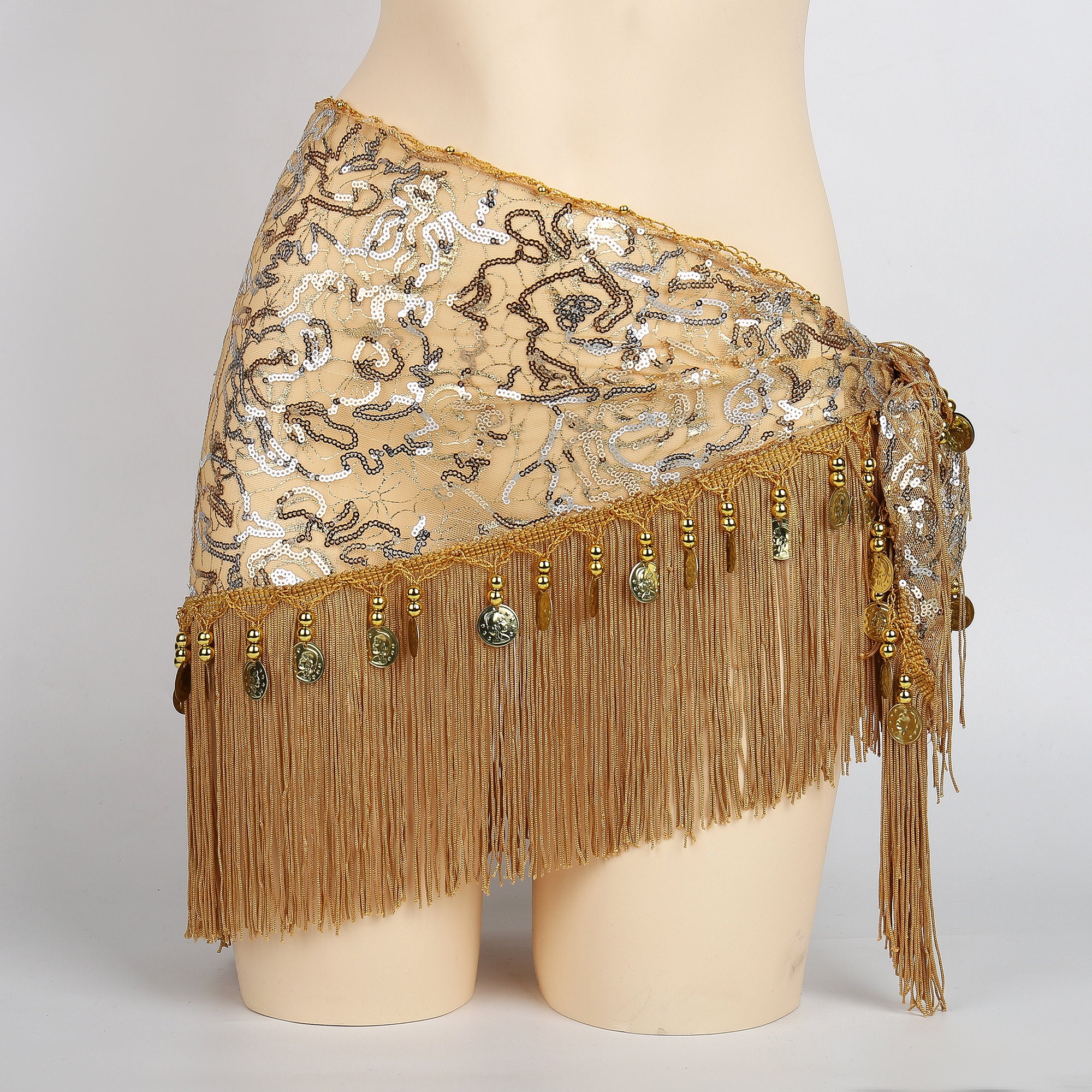 Stage Wear ATS Tribal Gypsy Hip Scarf Belly Dance Skirt Belt Bra