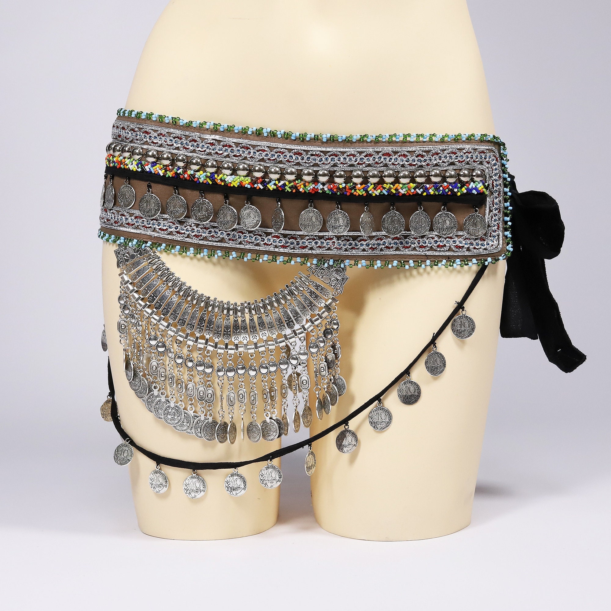 Arabia Coin Belly Dance Belt Sash with Coin Swags