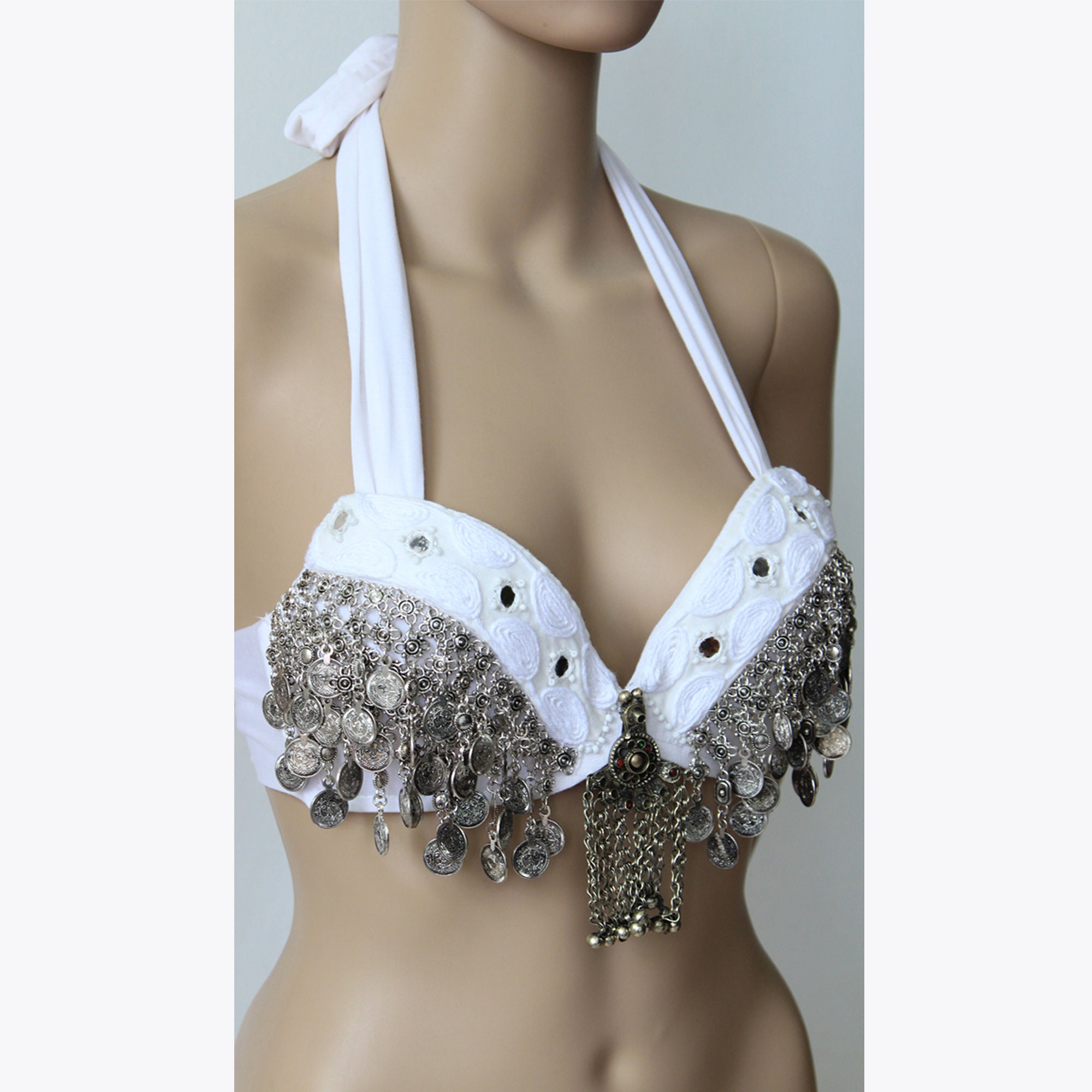 Silver Bra- 'Crescent'  Amera's Palace Belly Dance Boutique