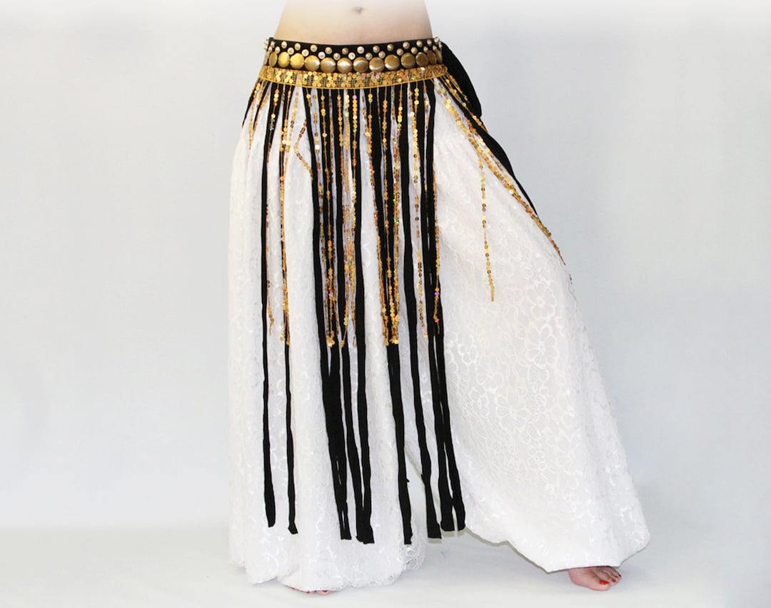 Tribal Belly Dance Rectangle Long Tassels Hip Scarf With Coins and ...