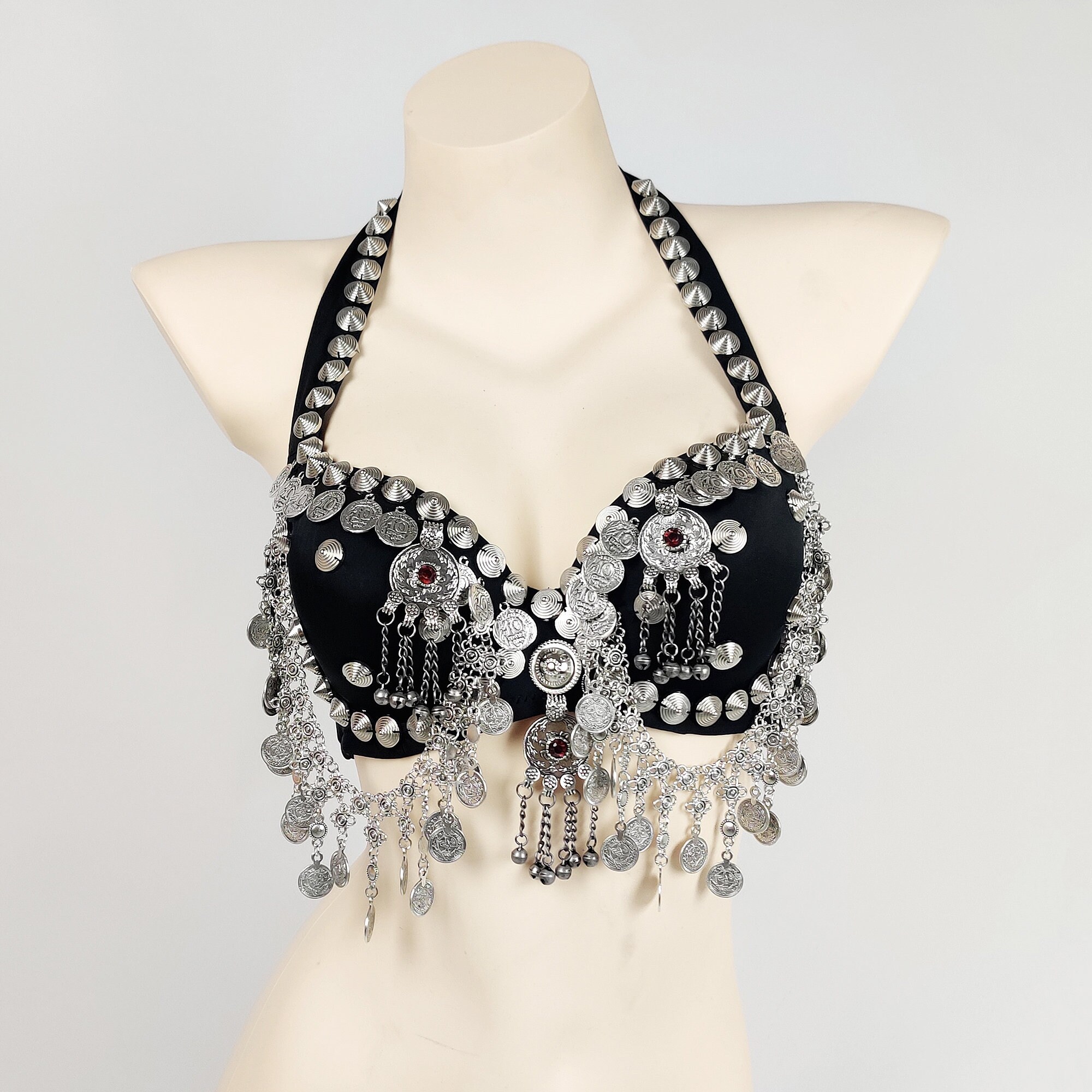 Tribal Belly Dance Bra with Metallic Studs and Coins Etsy