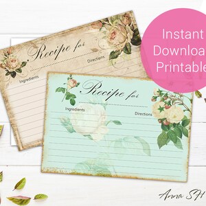4x6 Recipe Cards Printable Recipe Cards Blank Recipe Cards - Etsy