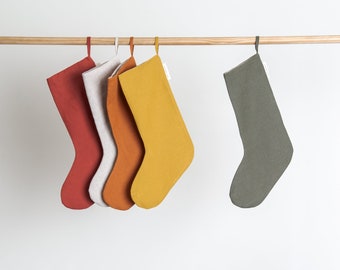 Linen Christmas Stockings | Neutral and Minimalist Stocking | Linen Scandinavian Holidays Decor