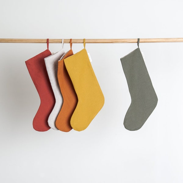 Linen Christmas Stockings | Neutral and Minimalist Stocking | Linen Scandinavian Holidays Decor