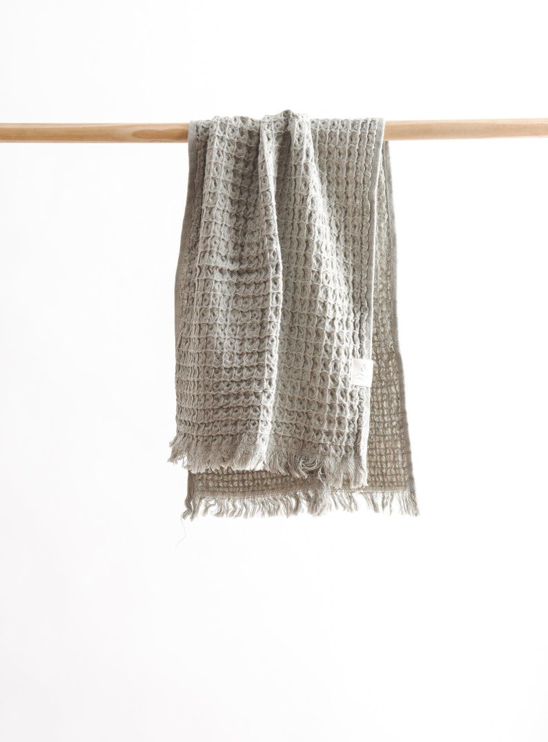 Turkish hand towel Waffle Olive Grey image 2