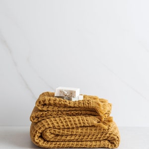 Turkish hand towel Waffle Mustard image 1