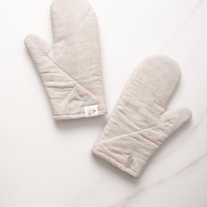 Linen Oven Mitt Natural Linen Mittens Linen Hot Pads Kitchen Glove Cookware Mittens Linen Decor Minimalist Kitchen image 10