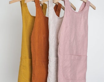 Linen Kids Apron - Japanese Toddler Apron - for Crafts and Kitchen (more colours)
