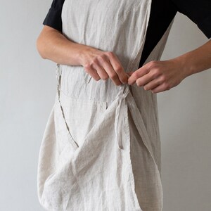 Garden Apron, Linen Utility Apron, Linen Apron Dress, Gifts for Mom Dusty-pink Gardening gift Beige