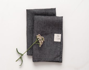 Set of 2 Linen Napkins Anthracite | Wedding Napkins | Reusable Napkins for Everyday Use