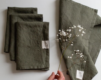 Set of 2 Linen Napkins - Forest Green | Wedding Napkins | Reusable Napkins for Everyday Use |