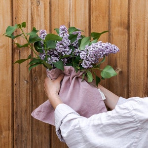 Garden Apron, Linen Utility Apron, Linen Apron Dress, Gifts for Mom Dusty-pink Gardening gift image 5