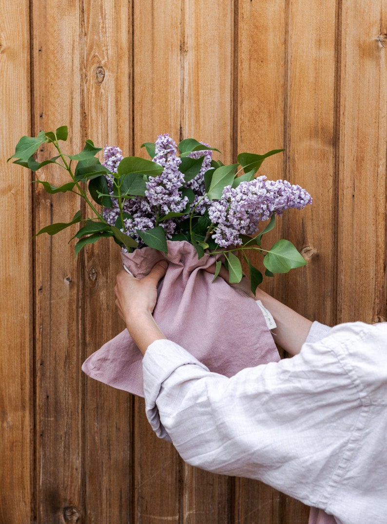 Garden Apron, Linen Utility Apron, Linen Apron Dress, Gifts for Mom Dusty-pink Gardening gift image 5