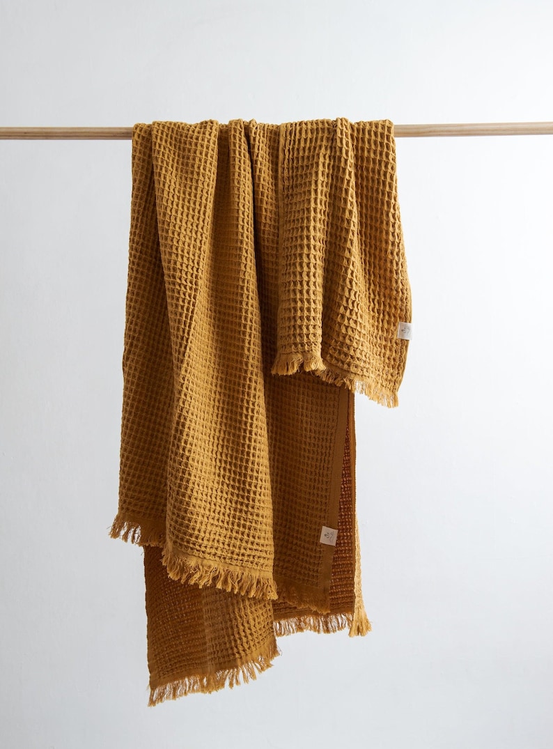 Turkish hand towel Waffle Mustard image 4