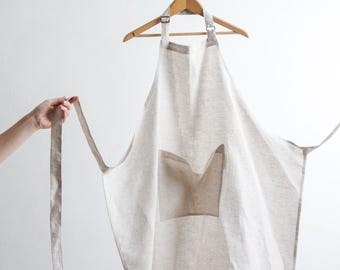 Handmade Linen Apron: Adjustable Unisex Utility Apron