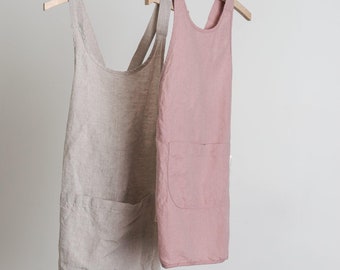 Linen Kids Apron - Dusty-pink