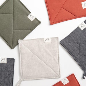 Linen Kitchen Trivet | Hostess gift, linen hot pad for minimalistic kitchen, natural pot holder, linen oven trivet - various colours
