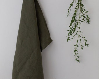 Linen Tea Towel - Forest green