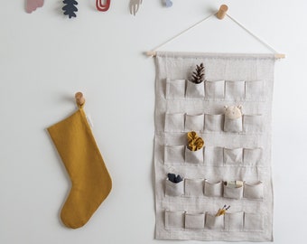 Linen Advent calendar | Reusable Christmas Countdown Calendar | Scandinavian Holidays Decor