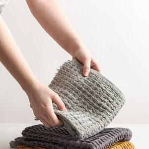 Turkish hand towel Waffle Olive Grey image 1