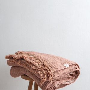 Double Blanket - Coral & Oatmeal