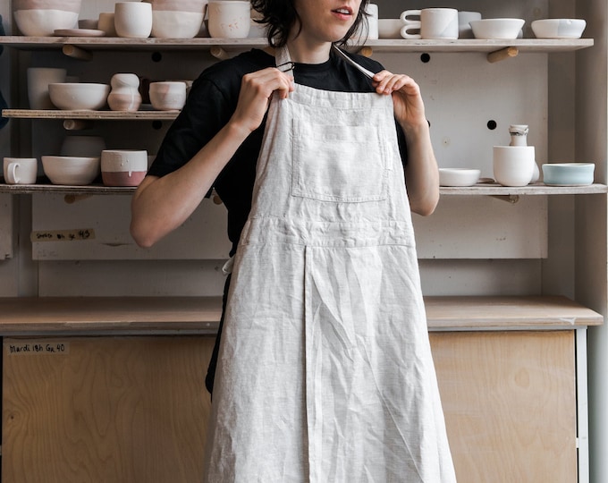 Split leg Potter's apron, full apron for craftspeople, women and men