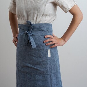 Half Linen Apron Navy image 2