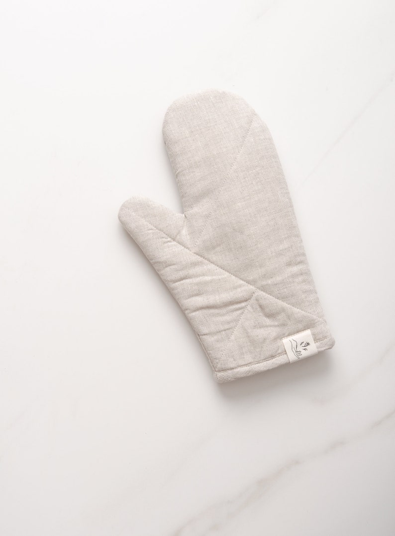 Linen Oven Mitt Natural Linen Mittens Linen Hot Pads Kitchen Glove Cookware Mittens Linen Decor Minimalist image 7