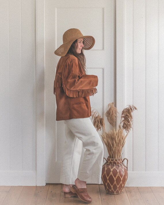 Vintage Brown Suede Western Fringe Jacket
