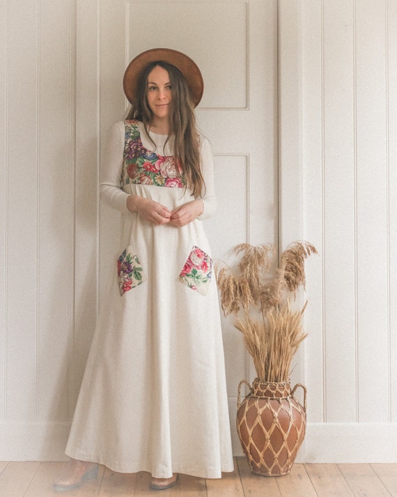 Vintage Handmade Cotton Calico Floral Pocket Dress