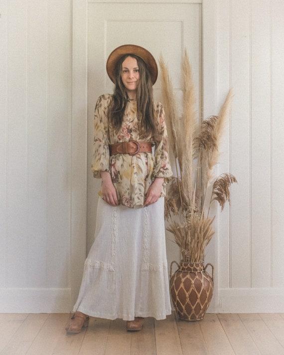 Vintage Roses & Foliage Sheer Silk Blouse
