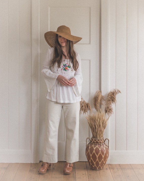 Vintage Cotton Mexican Bell Sleeve Blouse
