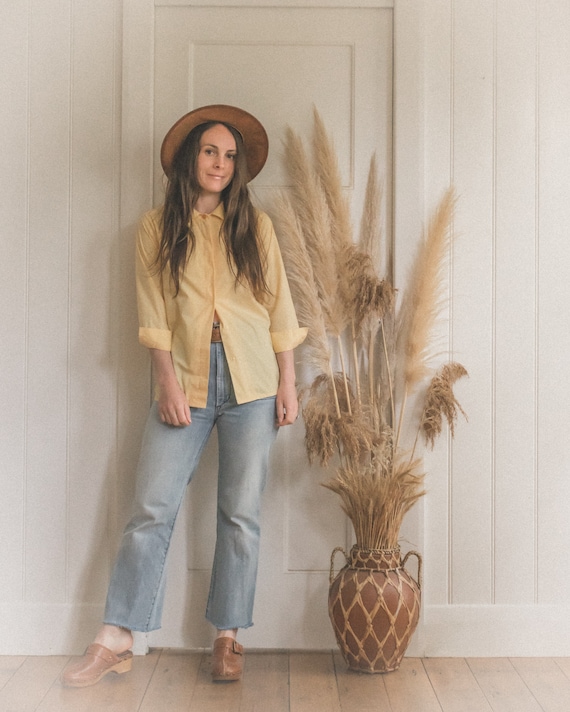 Yellow Peter Pan Collar Work Shirt