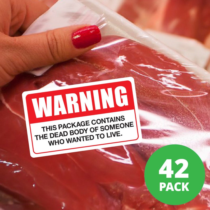 42x Meat warning label sticker activism vegan vegetarian image 0