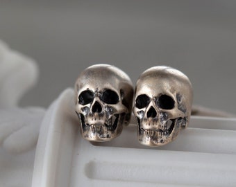 Skull Earrings 925 Sterling Silver Gothic Earrings  Gothic Jewelry Macabre Earrings Skeleton Jewelry Retro Skull Earrings Menento Mori