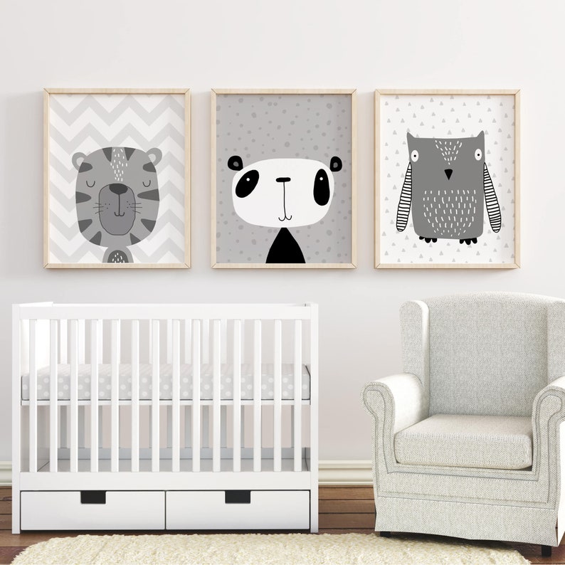 Animals Prints Baby Safari Wall Art Posters Neutral Gender Print Woodland Decor Set Of 3 Nursery Kaboo Scandi