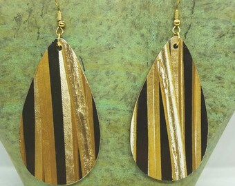 Gold Pencil Teardrop Earrings