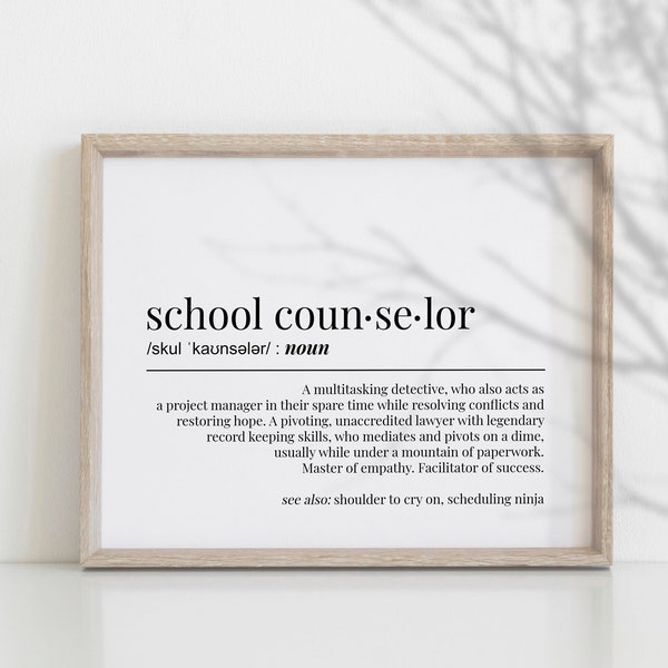 Scheduling Ninja Funny School Counselor Gift Definition Print For School Counseling Staff Unisex Wall Art Printable Therapy Office Decor