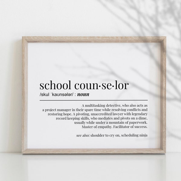 School Counselor Definition Print, Funny Gift (Digital Download)